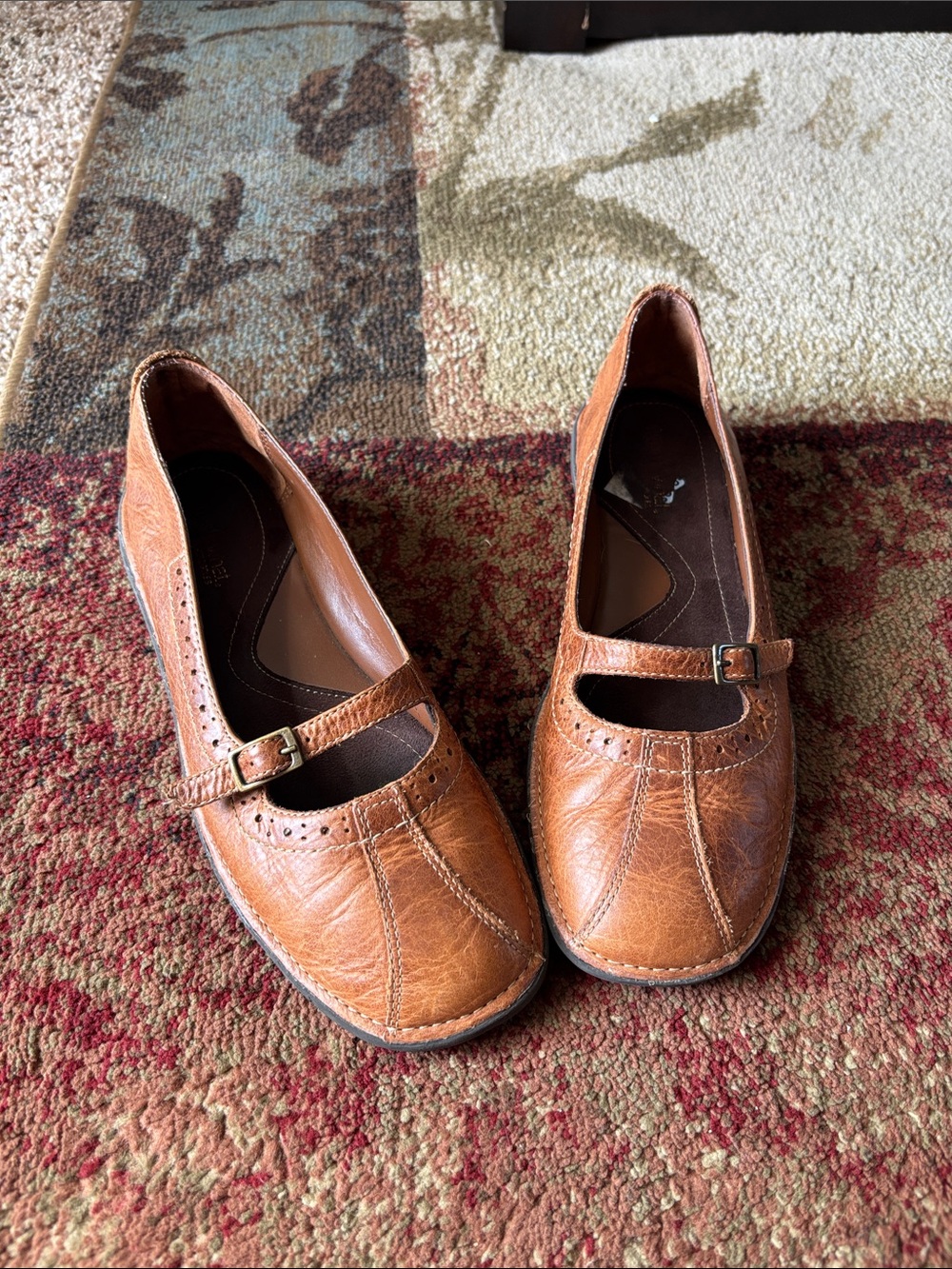 Women's Aerosoles Nantucket Brown Leather Mary Jane Flats Size 7